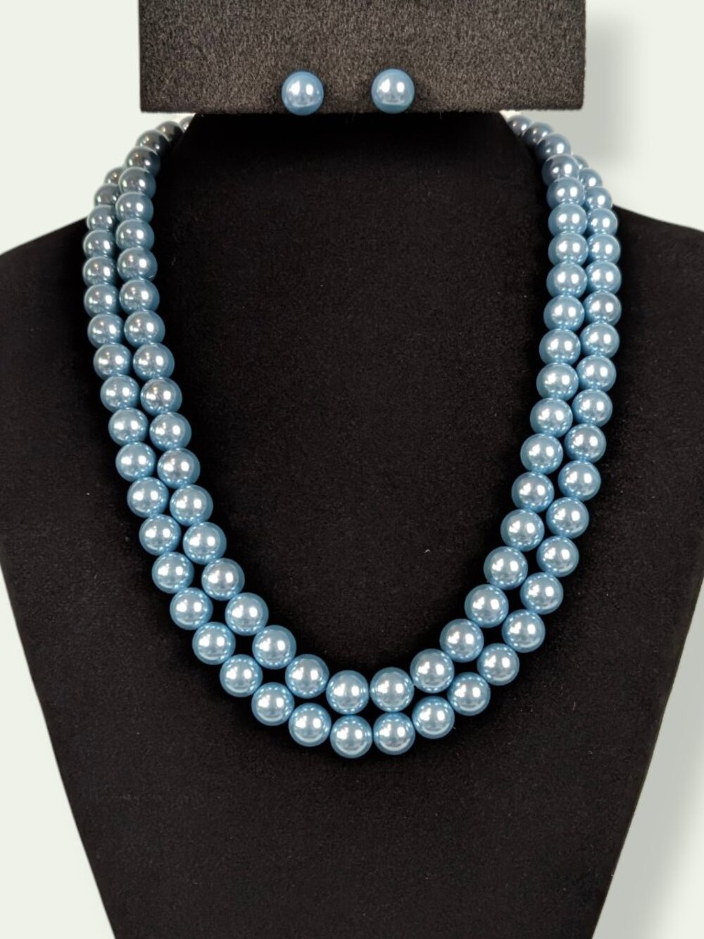 Vintage Lustrous Blue Faux Pearl Demi Parure